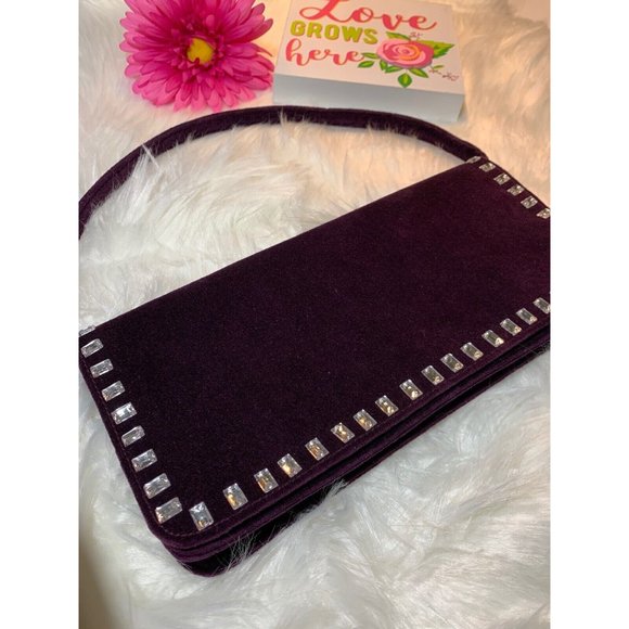 Victoria Secret Women’s Shoulder Velvet Bag Purple - Picture 2 of 6